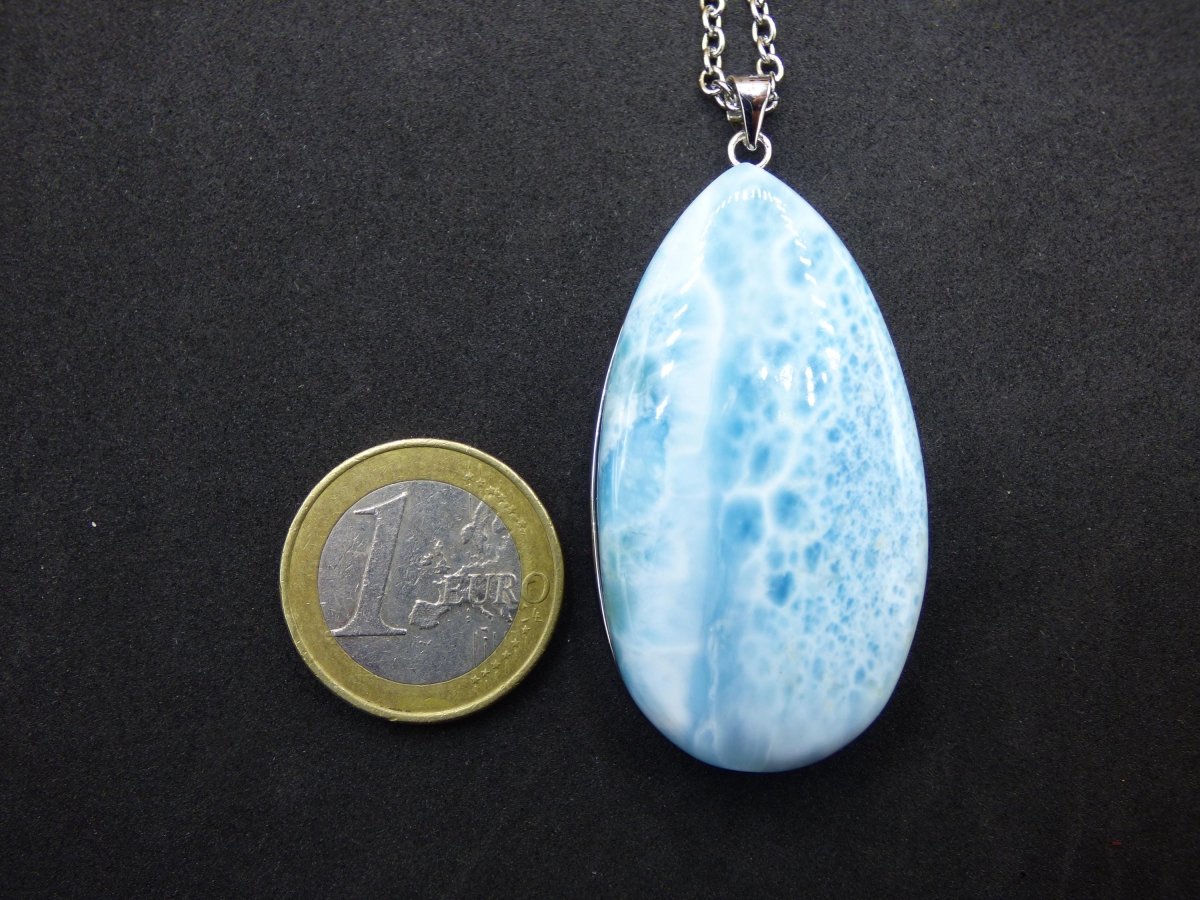 Larimar AAA &quot;Atlantis Stone&quot; Edelstein Kette 925 Sterling Silber Frau Schmuck Edel Natur Heilstein Hippie Rarität Meer Himmel blau Geschenk - Art of Nature Berlin