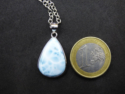 Larimar AAA "Atlantis Stone" Edelstein Kette 925 Sterling Silber Frau Schmuck Edel Natur Heilstein Hippie Rarität Meer Himmel blau Geschenk - Art of Nature Berlin