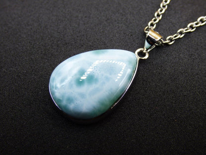Larimar AAA "Atlantis Stone" Edelstein Kette 925 Sterling Silber Frau Schmuck Edel Natur Heilstein Hippie Rarität Meer Himmel blau Geschenk - Art of Nature Berlin