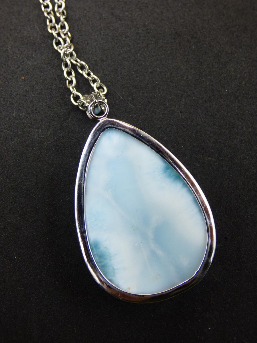 Larimar AAA &quot;Atlantis Stone&quot; Edelstein Kette 925 Sterling Silber Frau Schmuck Edel Natur Heilstein Hippie Rarität Meer Himmel blau Geschenk - Art of Nature Berlin