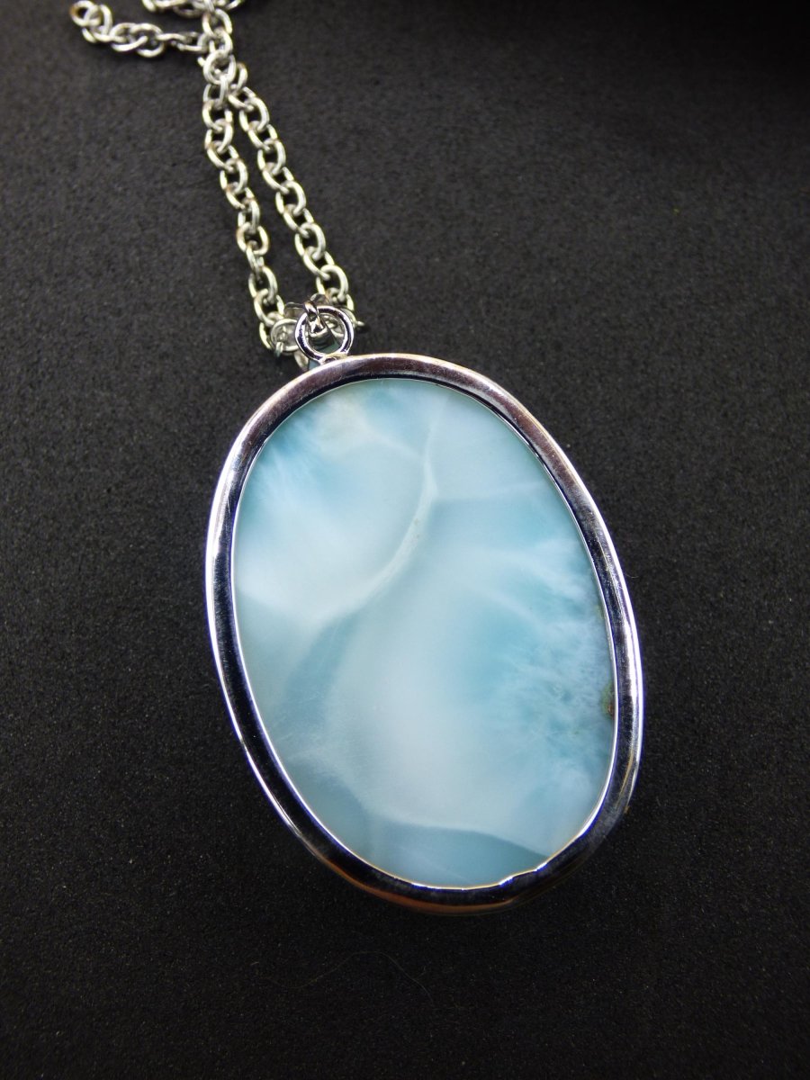 Larimar AAA &quot;Atlantis Stone&quot; Edelstein Kette 925 Sterling Silber Frau Schmuck Edel Natur Heilstein Hippie Rarität Meer Himmel blau Geschenk - Art of Nature Berlin