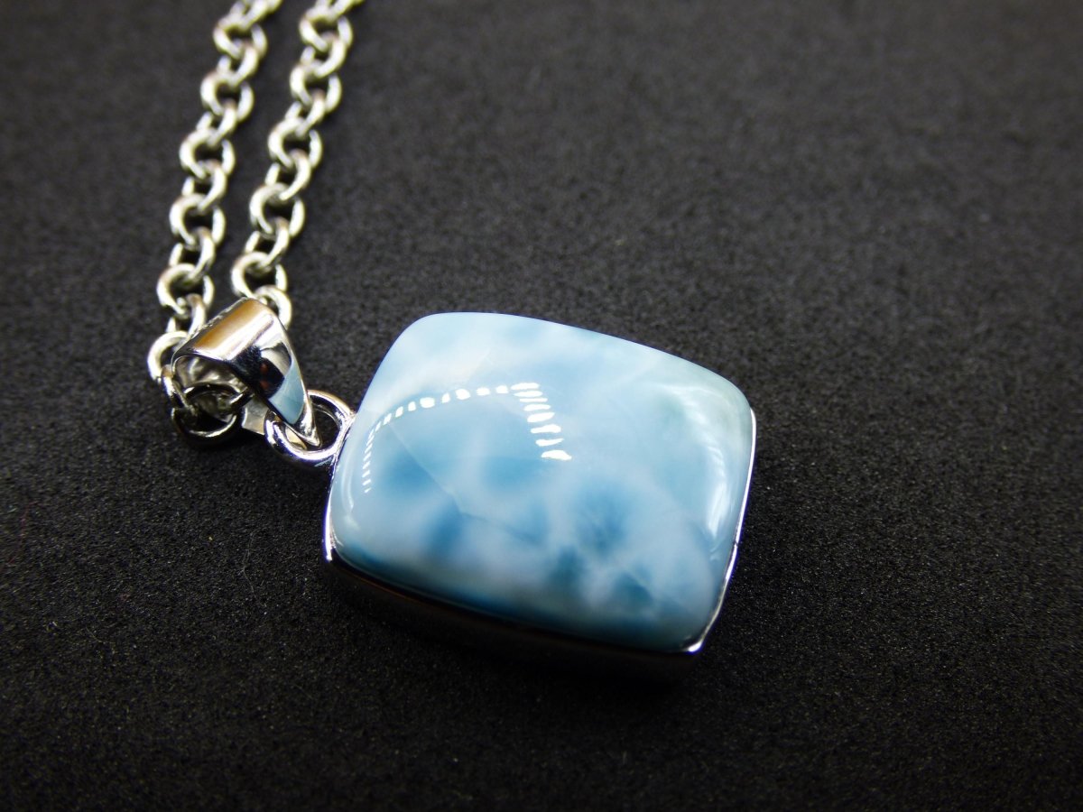 Larimar AAA "Atlantis Stone" Edelstein Kette 925 Sterling Silber Frau Schmuck Edel Natur Heilstein Hippie Rarität Meer Himmel blau Geschenk - Art of Nature Berlin