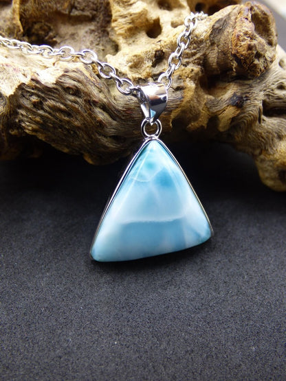 Larimar AAA &quot;Atlantis Stone&quot; Edelstein Kette 925 Sterling Silber Frau Schmuck Edel Natur Heilstein Hippie Rarität Meer Himmel blau Geschenk - Art of Nature Berlin