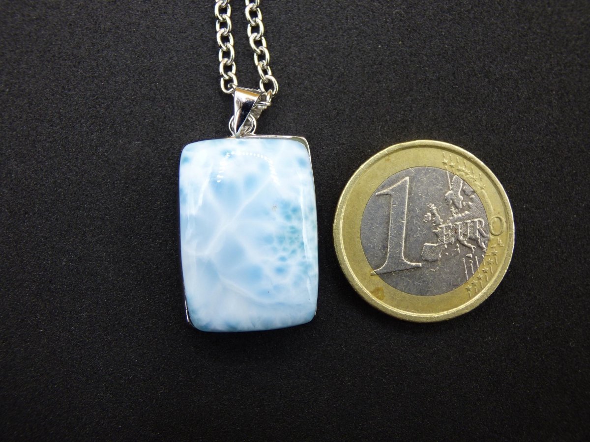 Larimar AAA "Atlantis Stone" Edelstein Kette 925 Sterling Silber Frau Schmuck Edel Natur Heilstein Hippie Rarität Meer Himmel blau Geschenk - Art of Nature Berlin