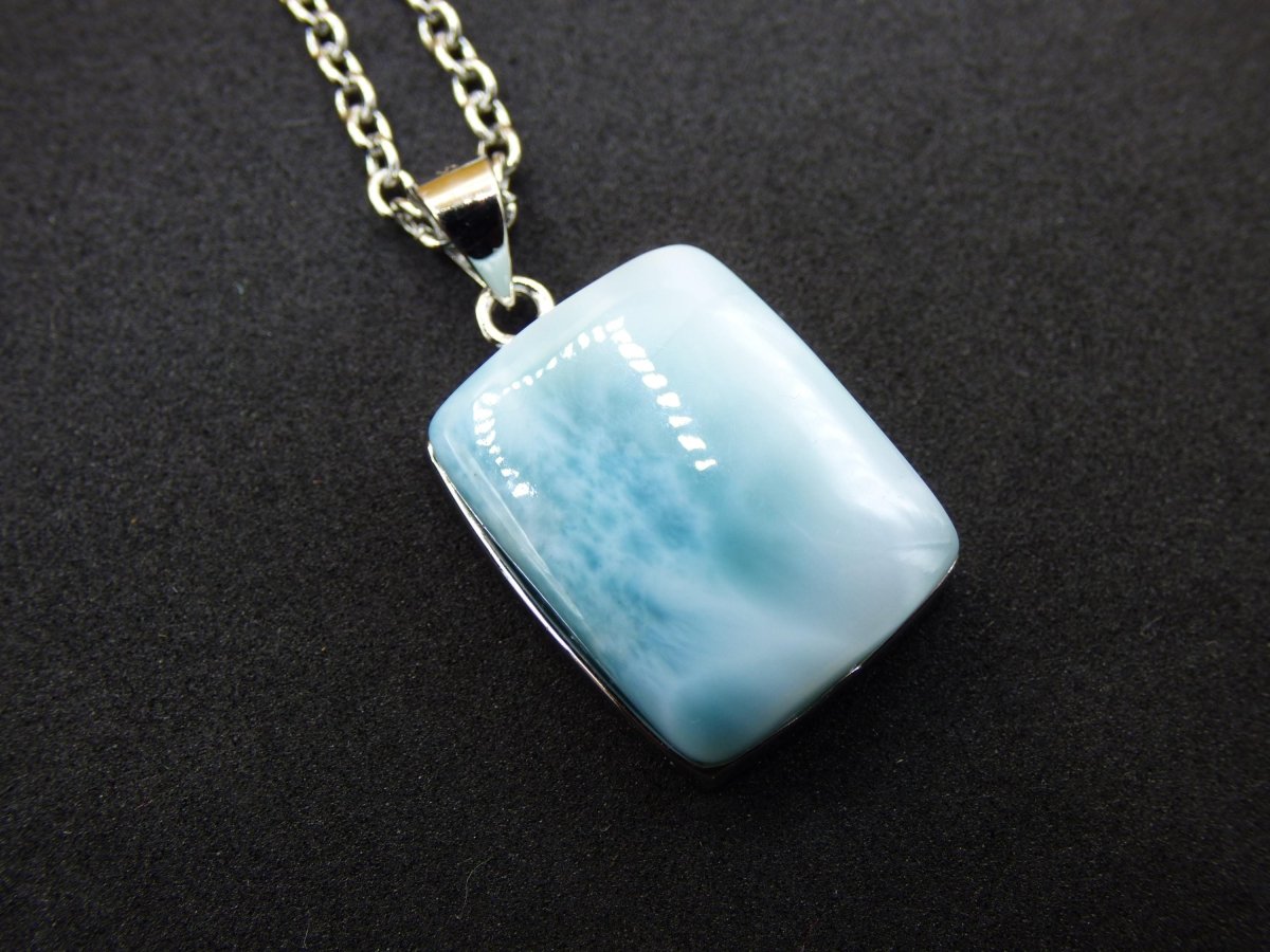 Larimar AAA "Atlantis Stone" Edelstein Kette 925 Sterling Silber Frau Schmuck Edel Natur Heilstein Hippie Rarität Meer Himmel blau Geschenk - Art of Nature Berlin
