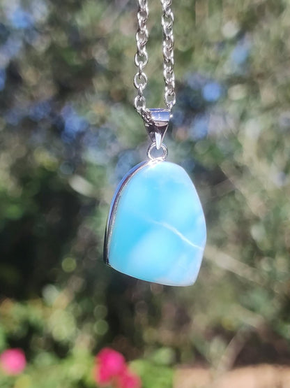 Larimar AAA &quot;Atlantis Stone&quot; Edelstein Kette 925 Sterling Silber Frau Schmuck Edel Natur Heilstein Hippie Rarität Meer Himmel blau Geschenk - Art of Nature Berlin