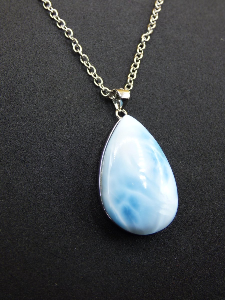 Larimar AAA "Atlantis Stone" Edelstein Kette 925 Sterling Silber Frau Schmuck Edel Natur Heilstein Hippie Rarität Meer Himmel blau Geschenk - Art of Nature Berlin