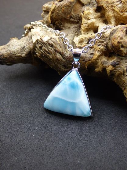 Larimar AAA &quot;Atlantis Stone&quot; Edelstein Kette 925 Sterling Silber Frau Schmuck Edel Natur Heilstein Hippie Rarität Meer Himmel blau Geschenk - Art of Nature Berlin