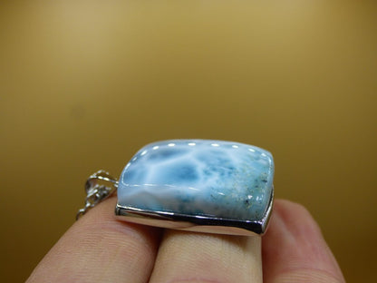 Larimar AAA &quot;Atlantis Stone&quot; Edelstein Kette 925 Sterling Silber Frau Schmuck Edel Natur Heilstein Hippie Rarität Meer Himmel blau Geschenk - Art of Nature Berlin