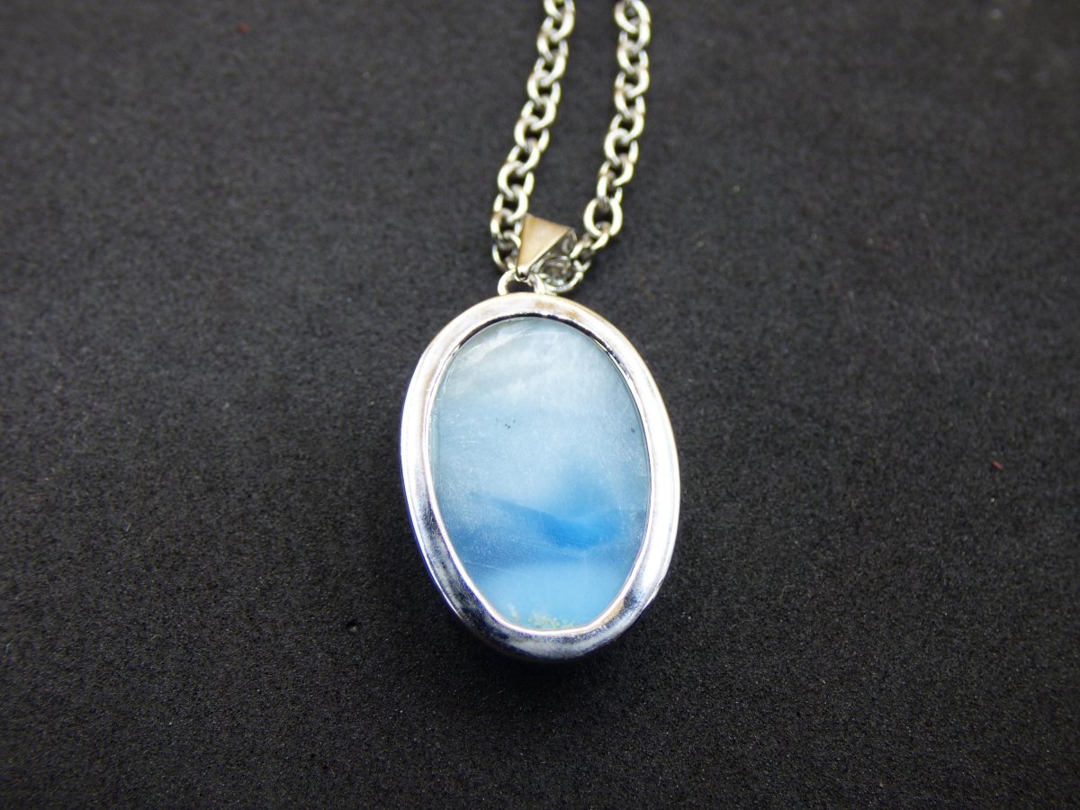 Larimar AAA "Atlantis Stone" Edelstein Kette 925 Sterling Silber Frau Schmuck Edel Natur Heilstein Hippie Rarität Meer Himmel blau Geschenk - Art of Nature Berlin