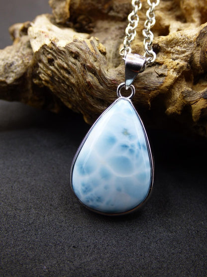 Larimar AAA "Atlantis Stone" Edelstein Kette 925 Sterling Silber Frau Schmuck Edel Natur Heilstein Hippie Rarität Meer Himmel blau Geschenk - Art of Nature Berlin