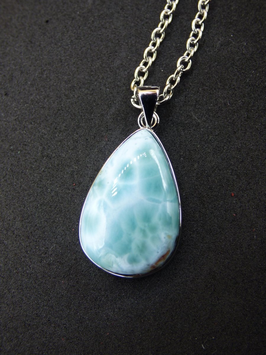 Larimar AAA &quot;Atlantis Stone&quot; Edelstein Kette 925 Sterling Silber Frau Schmuck Edel Natur Heilstein Hippie Rarität Meer Himmel blau Geschenk - Art of Nature Berlin