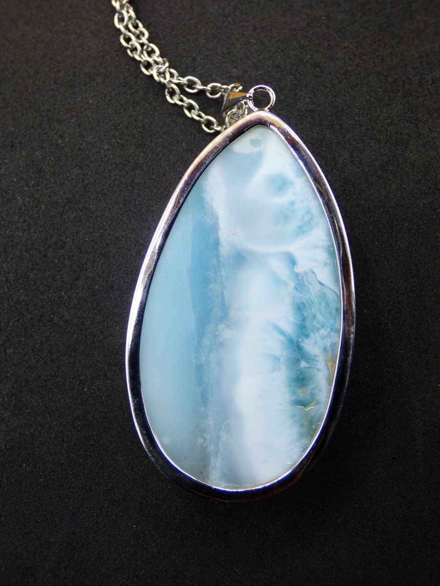 Larimar AAA &quot;Atlantis Stone&quot; Edelstein Kette 925 Sterling Silber Frau Schmuck Edel Natur Heilstein Hippie Rarität Meer Himmel blau Geschenk - Art of Nature Berlin
