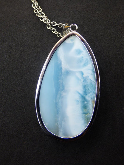 Larimar AAA &quot;Atlantis Stone&quot; Edelstein Kette 925 Sterling Silber Frau Schmuck Edel Natur Heilstein Hippie Rarität Meer Himmel blau Geschenk - Art of Nature Berlin