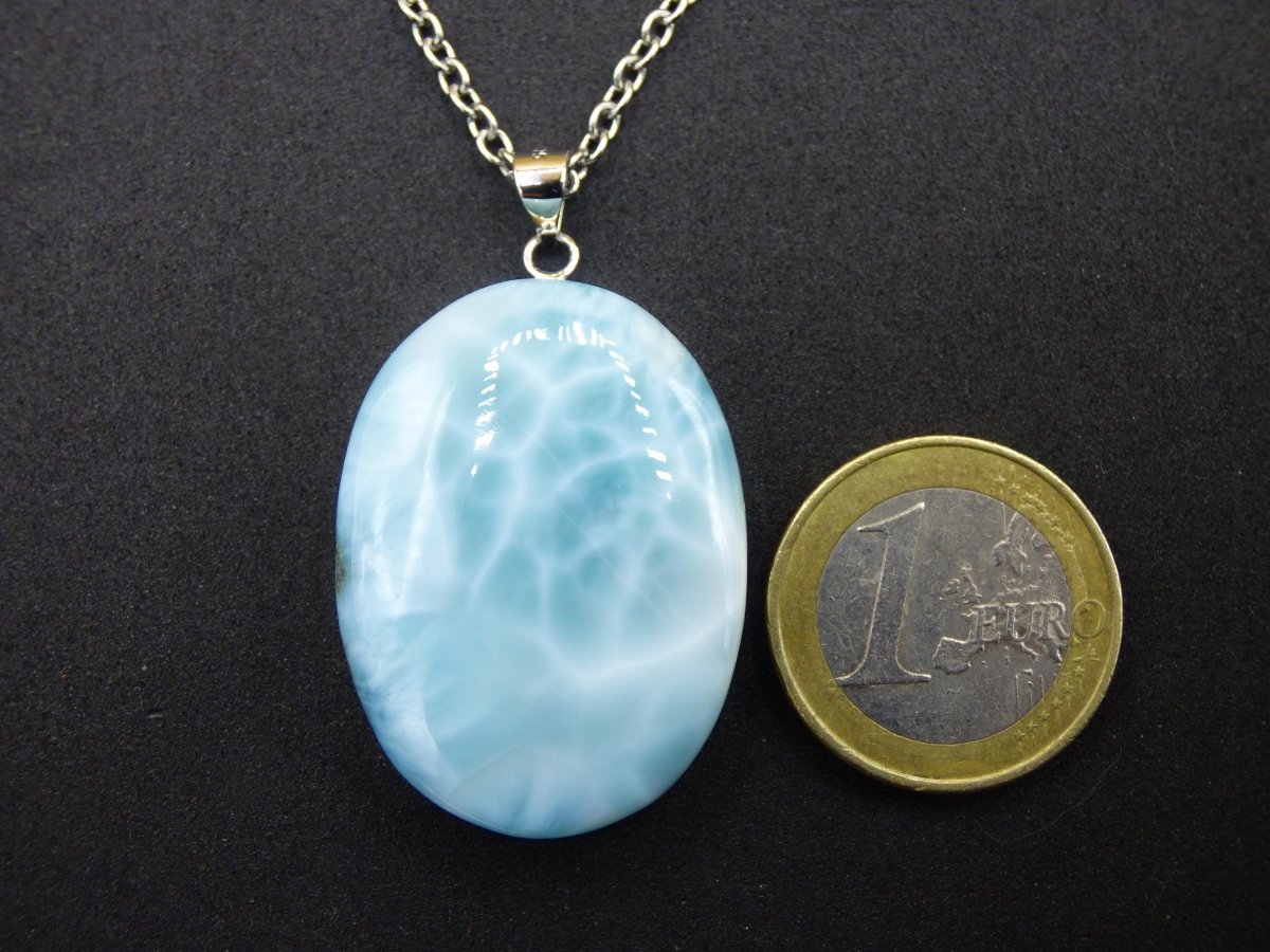 Larimar AAA &quot;Atlantis Stone&quot; Edelstein Kette 925 Sterling Silber Frau Schmuck Edel Natur Heilstein Hippie Rarität Meer Himmel blau Geschenk - Art of Nature Berlin