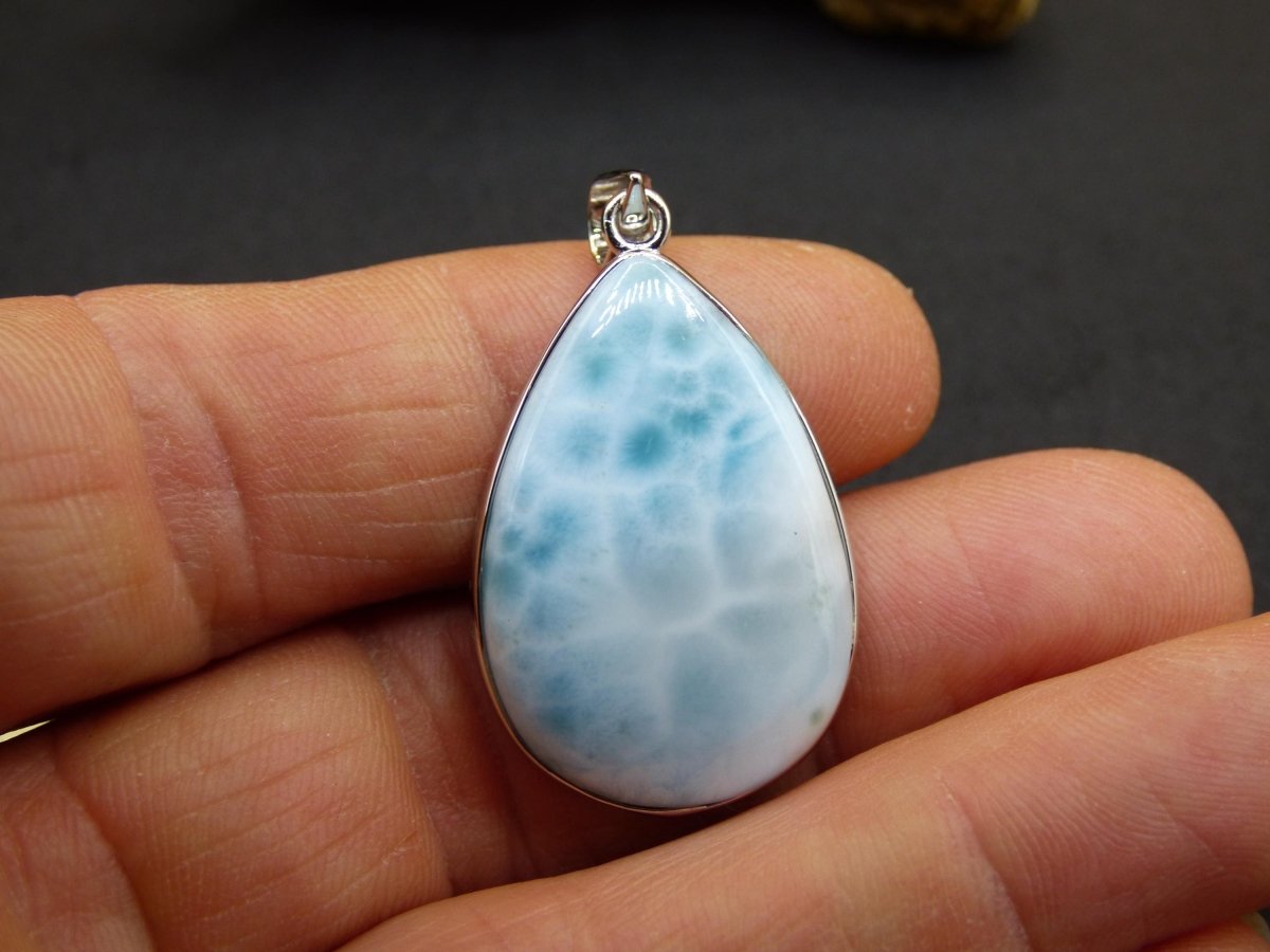 Larimar AAA &quot;Atlantis Stone&quot; Edelstein Kette 925 Sterling Silber Frau Schmuck Edel Natur Heilstein Hippie Rarität Meer Himmel blau Geschenk - Art of Nature Berlin