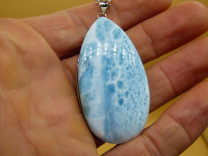 Larimar AAA &quot;Atlantis Stone&quot; Edelstein Kette 925 Sterling Silber Frau Schmuck Edel Natur Heilstein Hippie Rarität Meer Himmel blau Geschenk - Art of Nature Berlin