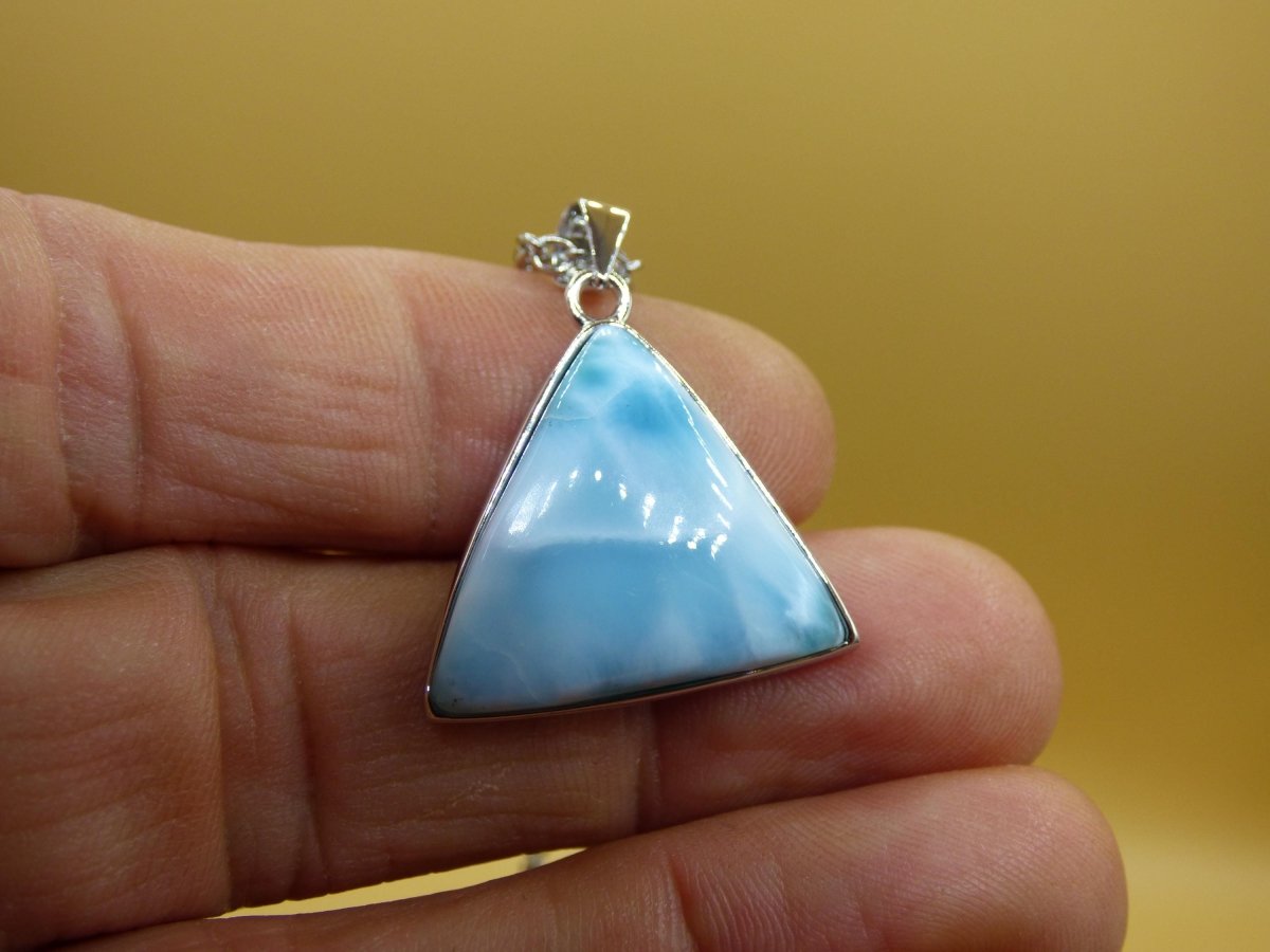Larimar AAA &quot;Atlantis Stone&quot; Edelstein Kette 925 Sterling Silber Frau Schmuck Edel Natur Heilstein Hippie Rarität Meer Himmel blau Geschenk - Art of Nature Berlin