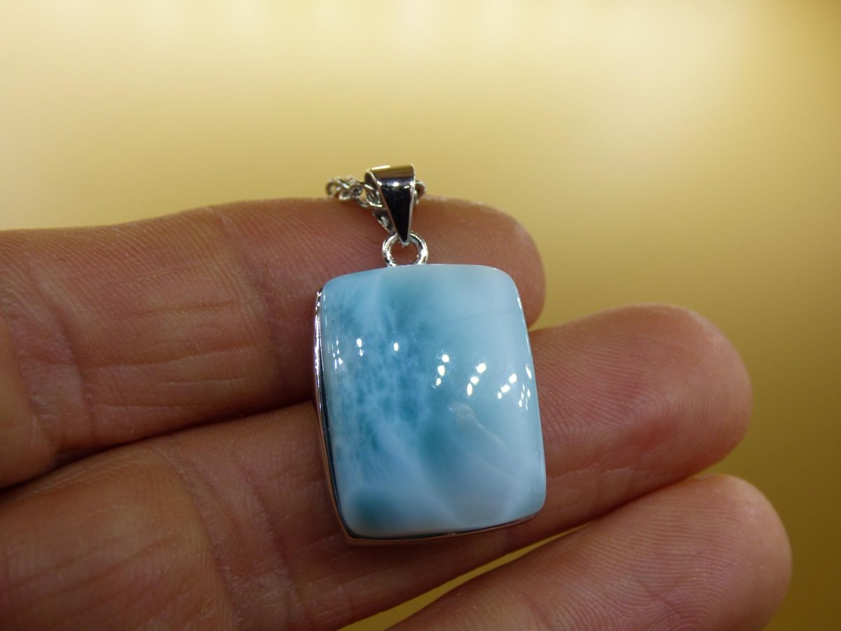 Larimar AAA "Atlantis Stone" Edelstein Kette 925 Sterling Silber Frau Schmuck Edel Natur Heilstein Hippie Rarität Meer Himmel blau Geschenk - Art of Nature Berlin