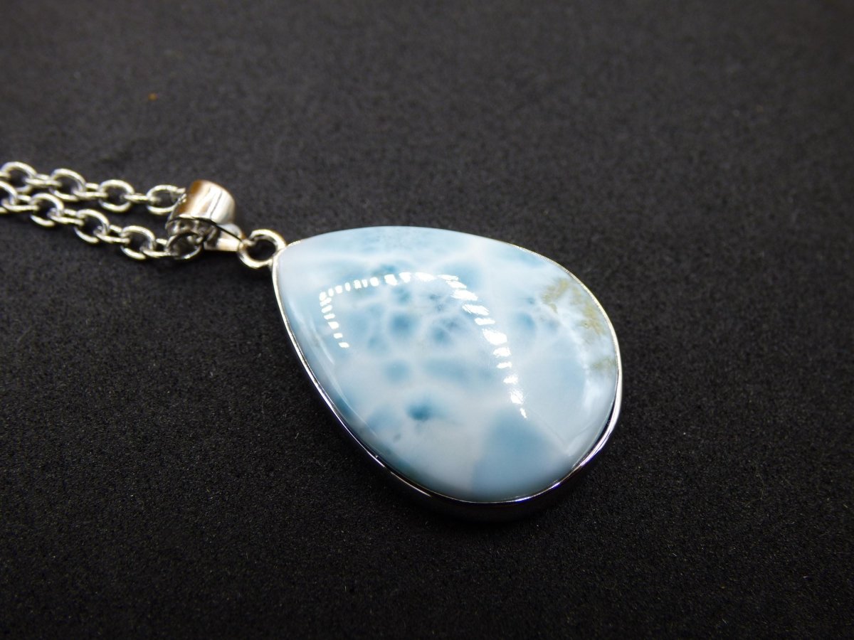 Larimar AAA "Atlantis Stone" Edelstein Kette 925 Sterling Silber Frau Schmuck Edel Natur Heilstein Hippie Rarität Meer Himmel blau Geschenk - Art of Nature Berlin