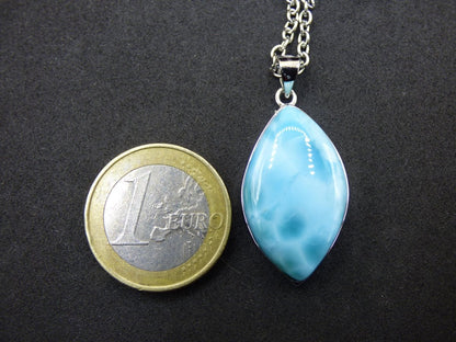 Larimar AAA &quot;Atlantis Stone&quot; Edelstein Kette 925 Sterling Silber Frau Schmuck Edel Natur Heilstein Hippie Rarität Meer Himmel blau Geschenk - Art of Nature Berlin