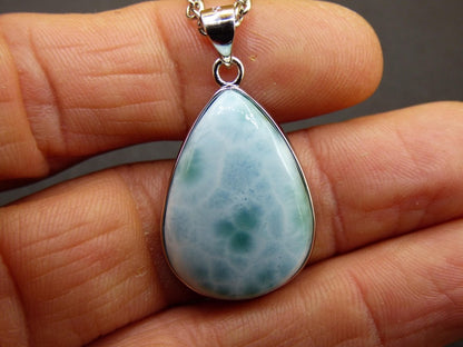 Larimar AAA "Atlantis Stone" Edelstein Kette 925 Sterling Silber Frau Schmuck Edel Natur Heilstein Hippie Rarität Meer Himmel blau Geschenk - Art of Nature Berlin