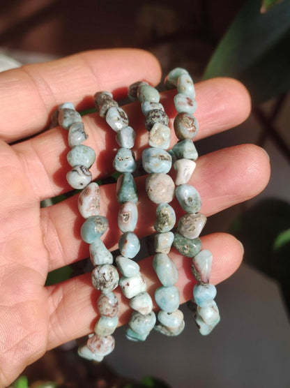 Larimar AB (Atlantis Stone) ~ Edelstein Nugget Splitter Armband ~GOA~Hippie~Boho~Indie~Ethno~Heilstein~Sky~Blue - Art of Nature Berlin