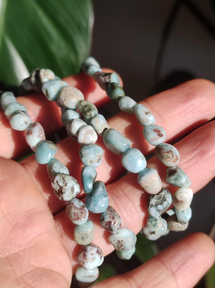 Larimar AB (Atlantis Stone) ~ Edelstein Nugget Splitter Armband ~GOA~Hippie~Boho~Indie~Ethno~Heilstein~Sky~Blue - Art of Nature Berlin