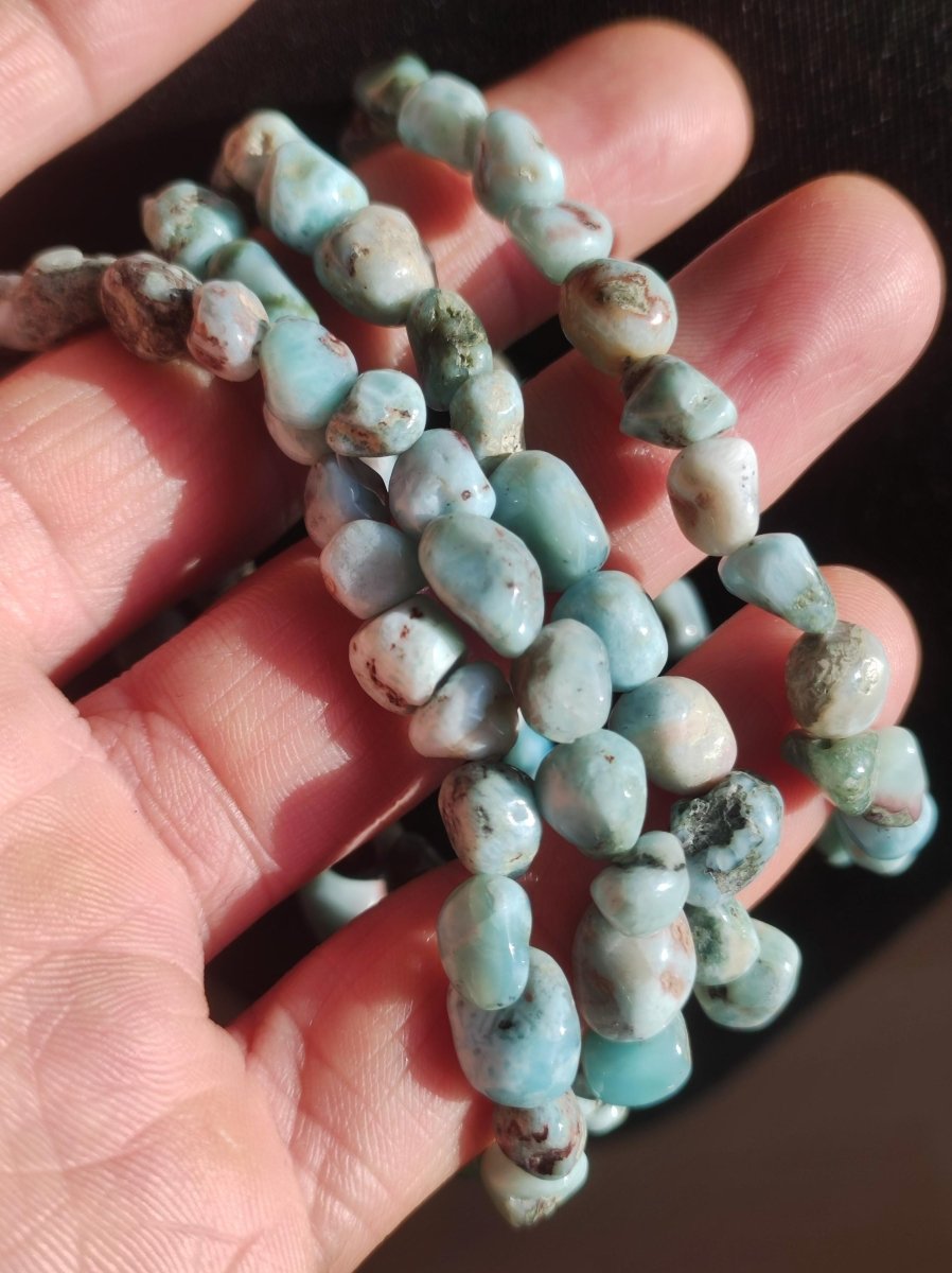 Larimar AB (Atlantis Stone) ~ Edelstein Nugget Splitter Armband ~GOA~Hippie~Boho~Indie~Ethno~Heilstein~Sky~Blue - Art of Nature Berlin