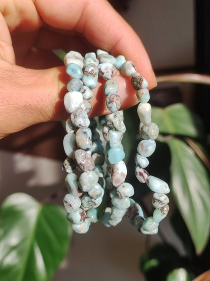 Larimar AB (Atlantis Stone) ~ Edelstein Nugget Splitter Armband ~GOA~Hippie~Boho~Indie~Ethno~Heilstein~Sky~Blue - Art of Nature Berlin