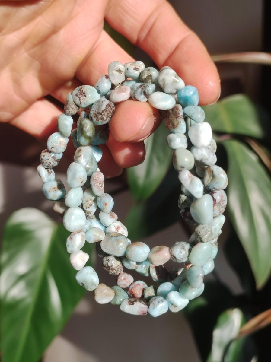 Larimar AB (Atlantis Stone) ~ Edelstein Nugget Splitter Armband ~GOA~Hippie~Boho~Indie~Ethno~Heilstein~Sky~Blue - Art of Nature Berlin