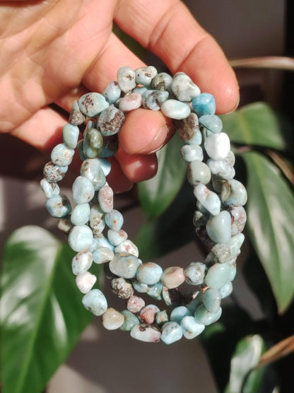 Larimar AB (Atlantis Stone) ~ Edelstein Nugget Splitter Armband ~GOA~Hippie~Boho~Indie~Ethno~Heilstein~Sky~Blue - Art of Nature Berlin