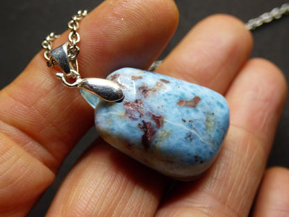 Larimar "Atlantis Stone"~ Edelstein Kette 925 Sterling Silber Öse ~HIPPIE GOA Boho Tibet Ethno Nature Heilstein Rarität Meerblau Himmel - Art of Nature Berlin