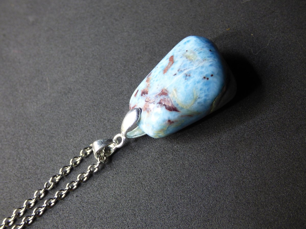 Larimar "Atlantis Stone"~ Edelstein Kette 925 Sterling Silber Öse ~HIPPIE GOA Boho Tibet Ethno Nature Heilstein Rarität Meerblau Himmel - Art of Nature Berlin