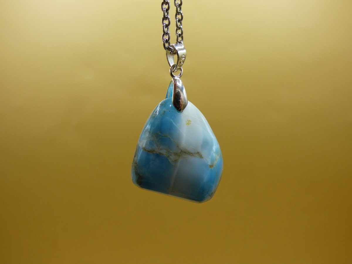 Larimar "Atlantis Stone"~ Edelstein Kette 925 Sterling Silber Öse ~HIPPIE GOA Boho Tibet Ethno Nature Heilstein Rarität Meerblau Himmel - Art of Nature Berlin