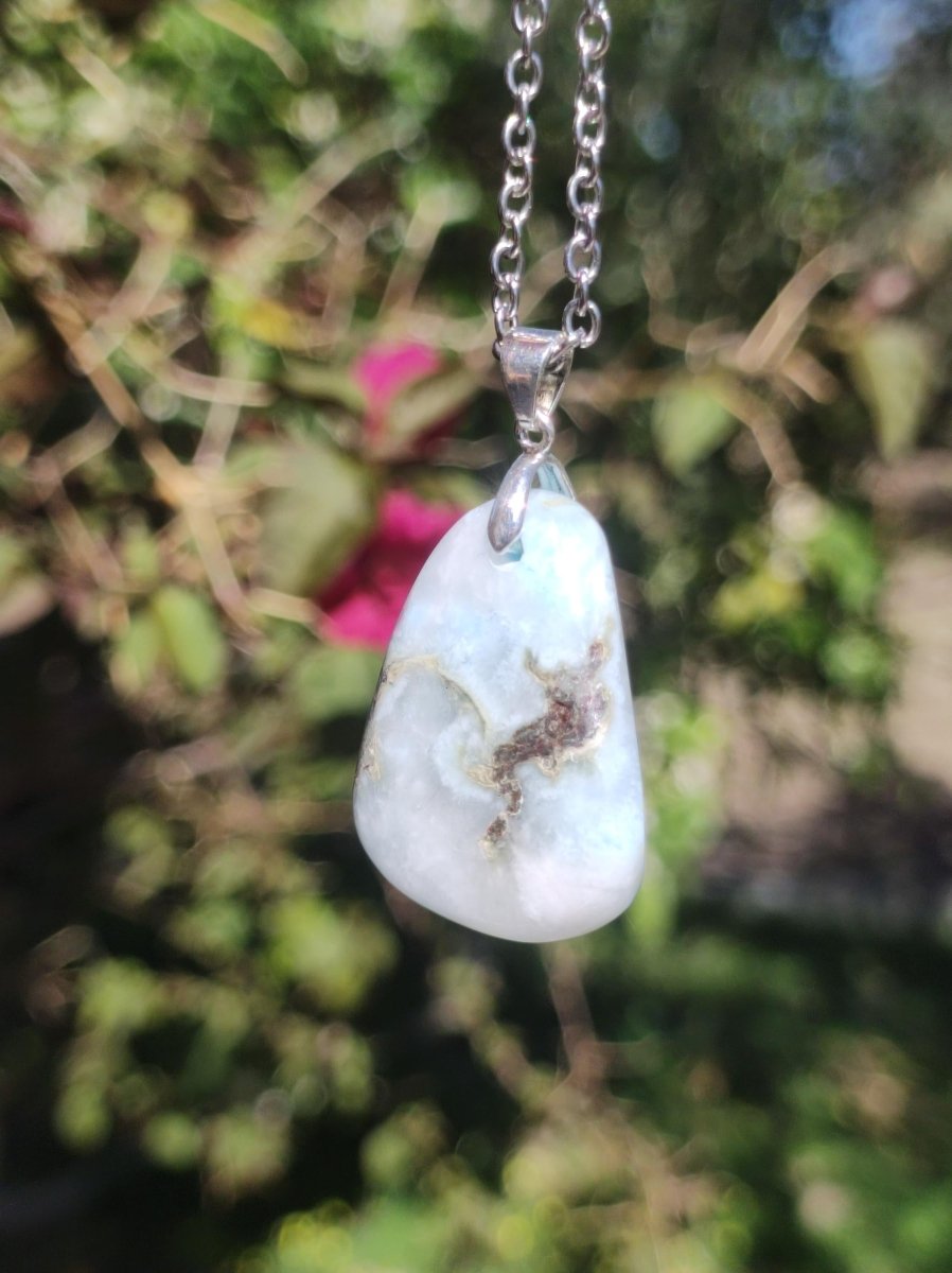 Larimar "Atlantis Stone"~ Edelstein Kette 925 Sterling Silber Öse ~HIPPIE GOA Boho Tibet Ethno Nature Heilstein Rarität Meerblau Himmel - Art of Nature Berlin