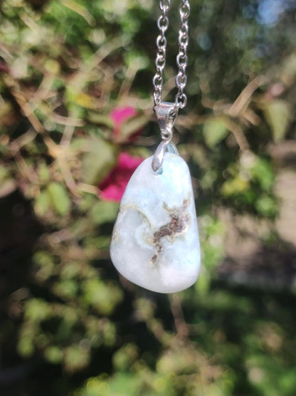 Larimar "Atlantis Stone"~ Edelstein Kette 925 Sterling Silber Öse ~HIPPIE GOA Boho Tibet Ethno Nature Heilstein Rarität Meerblau Himmel - Art of Nature Berlin