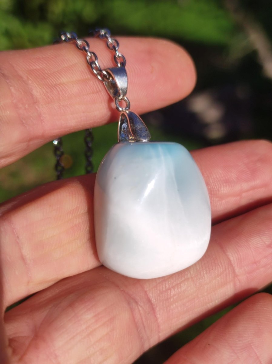 Larimar "Atlantis Stone"~ Edelstein Kette 925 Sterling Silber Öse ~HIPPIE GOA Boho Tibet Ethno Nature Heilstein Rarität Meerblau Himmel - Art of Nature Berlin