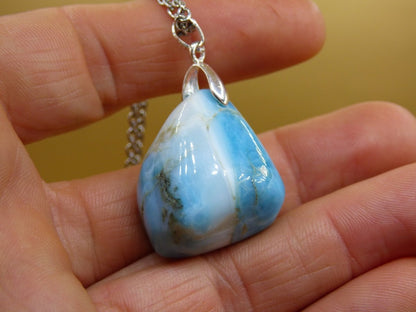 Larimar "Atlantis Stone"~ Edelstein Kette 925 Sterling Silber Öse ~HIPPIE GOA Boho Tibet Ethno Nature Heilstein Rarität Meerblau Himmel - Art of Nature Berlin