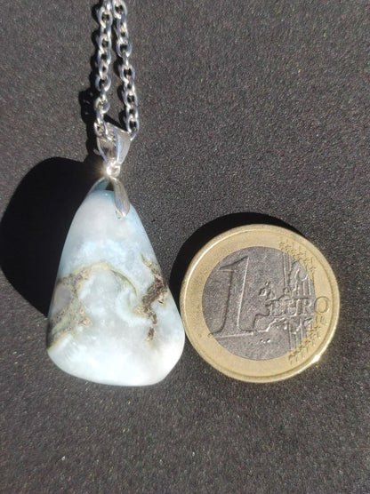 Larimar "Atlantis Stone"~ Edelstein Kette 925 Sterling Silber Öse ~HIPPIE GOA Boho Tibet Ethno Nature Heilstein Rarität Meerblau Himmel - Art of Nature Berlin