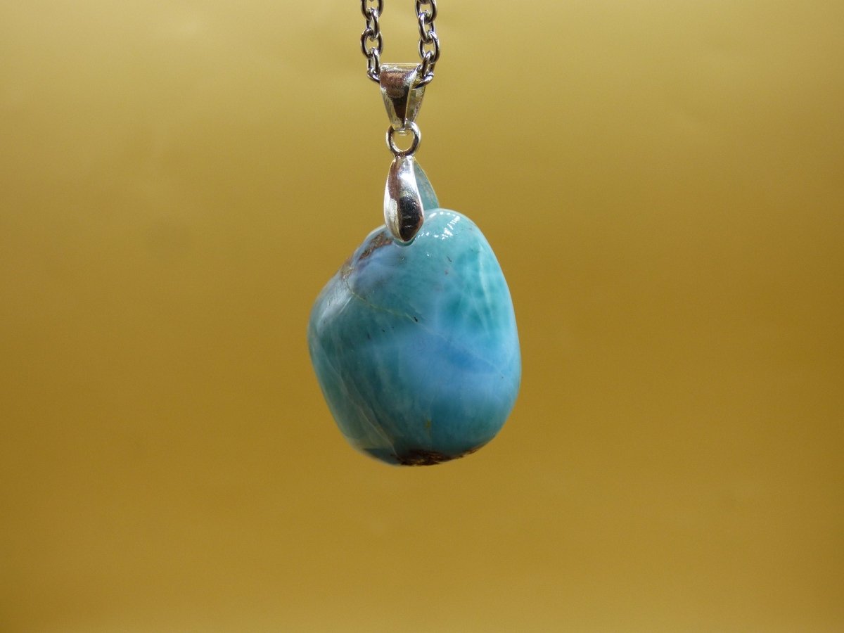 Larimar "Atlantis Stone"~ Edelstein Kette 925 Sterling Silber Öse ~HIPPIE GOA Boho Tibet Ethno Nature Heilstein Rarität Meerblau Himmel - Art of Nature Berlin