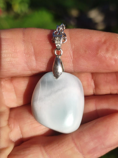 Larimar "Atlantis Stone"~ Edelstein Kette 925 Sterling Silber Öse ~HIPPIE GOA Boho Tibet Ethno Nature Heilstein Rarität Meerblau Himmel - Art of Nature Berlin