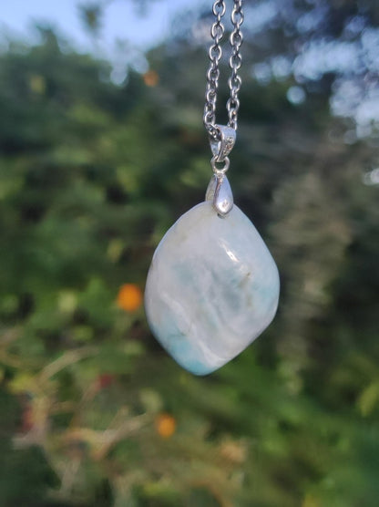 Larimar "Atlantis Stone"~ Edelstein Kette 925 Sterling Silber Öse ~HIPPIE GOA Boho Tibet Ethno Nature Heilstein Rarität Meerblau Himmel - Art of Nature Berlin
