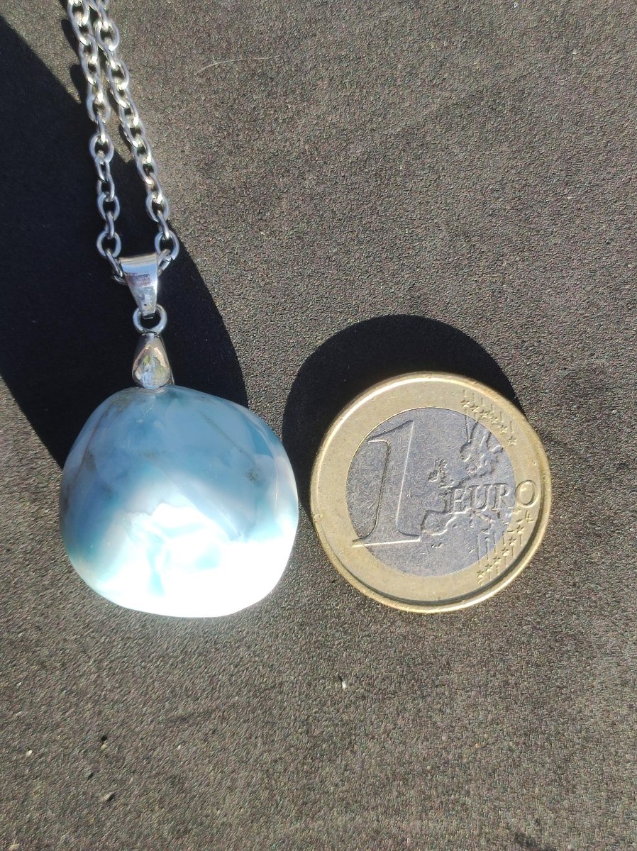 Larimar "Atlantis Stone"~ Edelstein Kette 925 Sterling Silber Öse ~HIPPIE GOA Boho Tibet Ethno Nature Heilstein Rarität Meerblau Himmel - Art of Nature Berlin