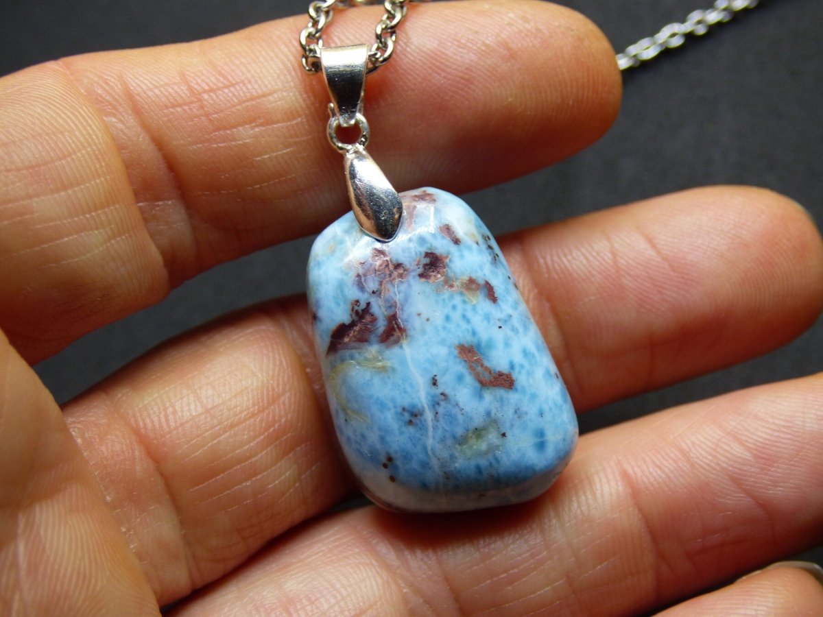 Larimar "Atlantis Stone"~ Edelstein Kette 925 Sterling Silber Öse ~HIPPIE GOA Boho Tibet Ethno Nature Heilstein Rarität Meerblau Himmel - Art of Nature Berlin