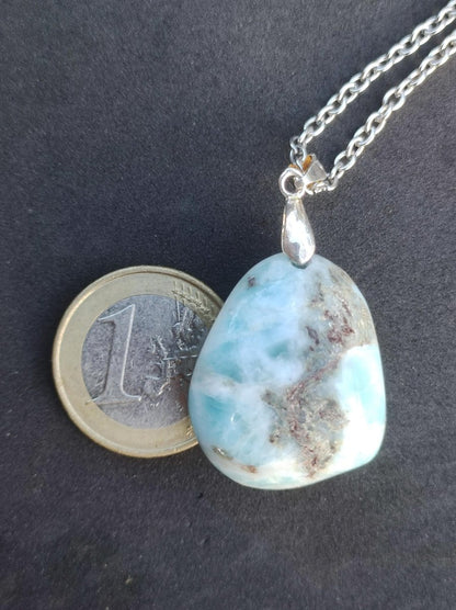 Larimar "Atlantis Stone"~ Edelstein Kette 925 Sterling Silber Öse ~HIPPIE GOA Boho Tibet Ethno Nature Heilstein Rarität Meerblau Himmel - Art of Nature Berlin