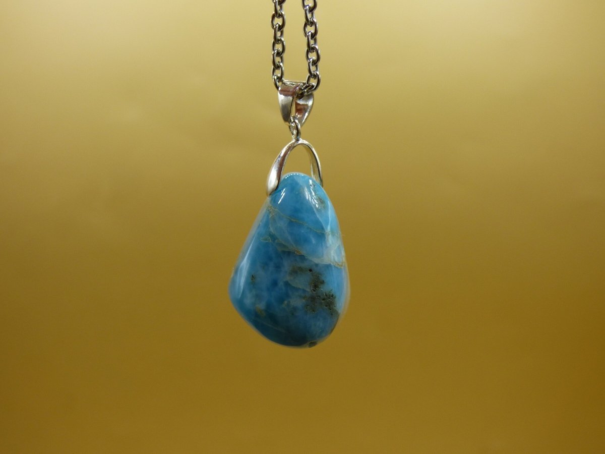 Larimar "Atlantis Stone"~ Edelstein Kette 925 Sterling Silber Öse ~HIPPIE GOA Boho Tibet Ethno Nature Heilstein Rarität Meerblau Himmel - Art of Nature Berlin