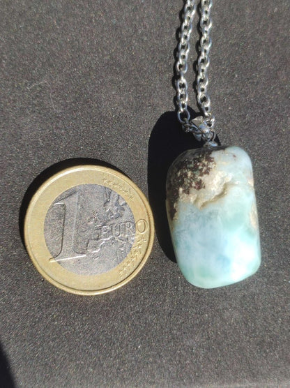 Larimar "Atlantis Stone"~ Edelstein Kette 925 Sterling Silber Öse ~HIPPIE GOA Boho Tibet Ethno Nature Heilstein Rarität Meerblau Himmel - Art of Nature Berlin