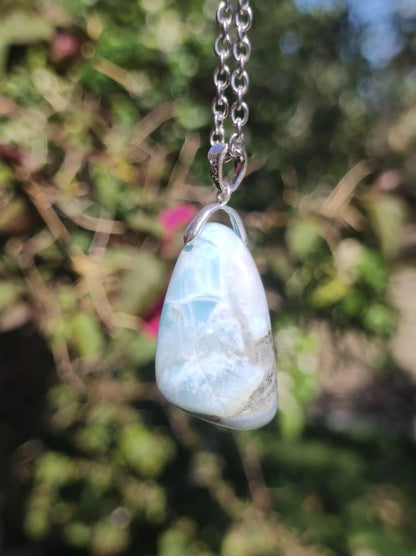 Larimar "Atlantis Stone"~ Edelstein Kette 925 Sterling Silber Öse ~HIPPIE GOA Boho Tibet Ethno Nature Heilstein Rarität Meerblau Himmel - Art of Nature Berlin