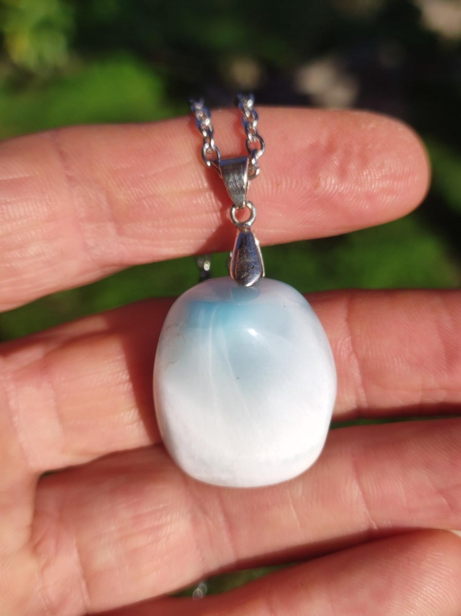 Larimar "Atlantis Stone"~ Edelstein Kette 925 Sterling Silber Öse ~HIPPIE GOA Boho Tibet Ethno Nature Heilstein Rarität Meerblau Himmel - Art of Nature Berlin